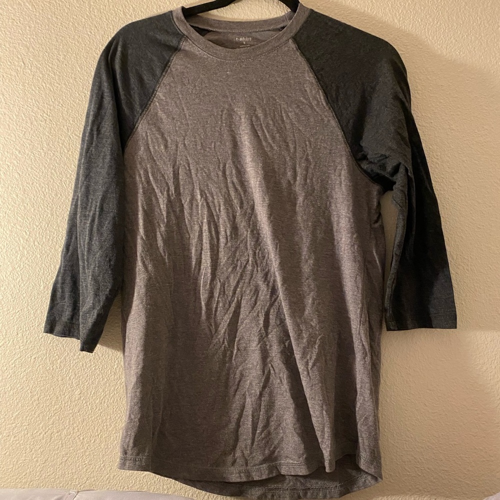 GREY 3/4 BASEBALL LONG SLEEVE TEE